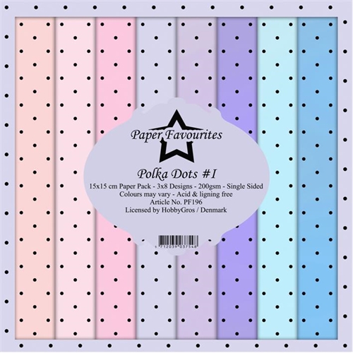 Paper Favourites Polka Dots 3x8 ark 15x15cm 200g